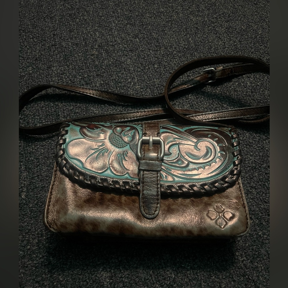 Patricia Nash Embossed Small 100% LEATHER Crossbody Bag